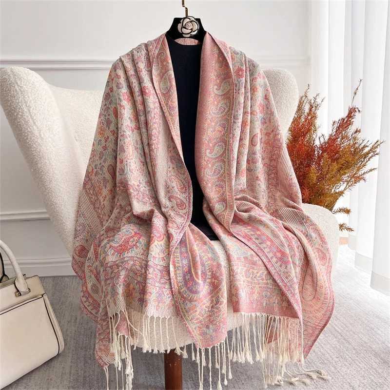 Bohemian Autumn Scarf Cashmere Women Jacquard Design Floral Female Thick Blanket Soft Bufanda Warm Shawl Poncho Stole J251129