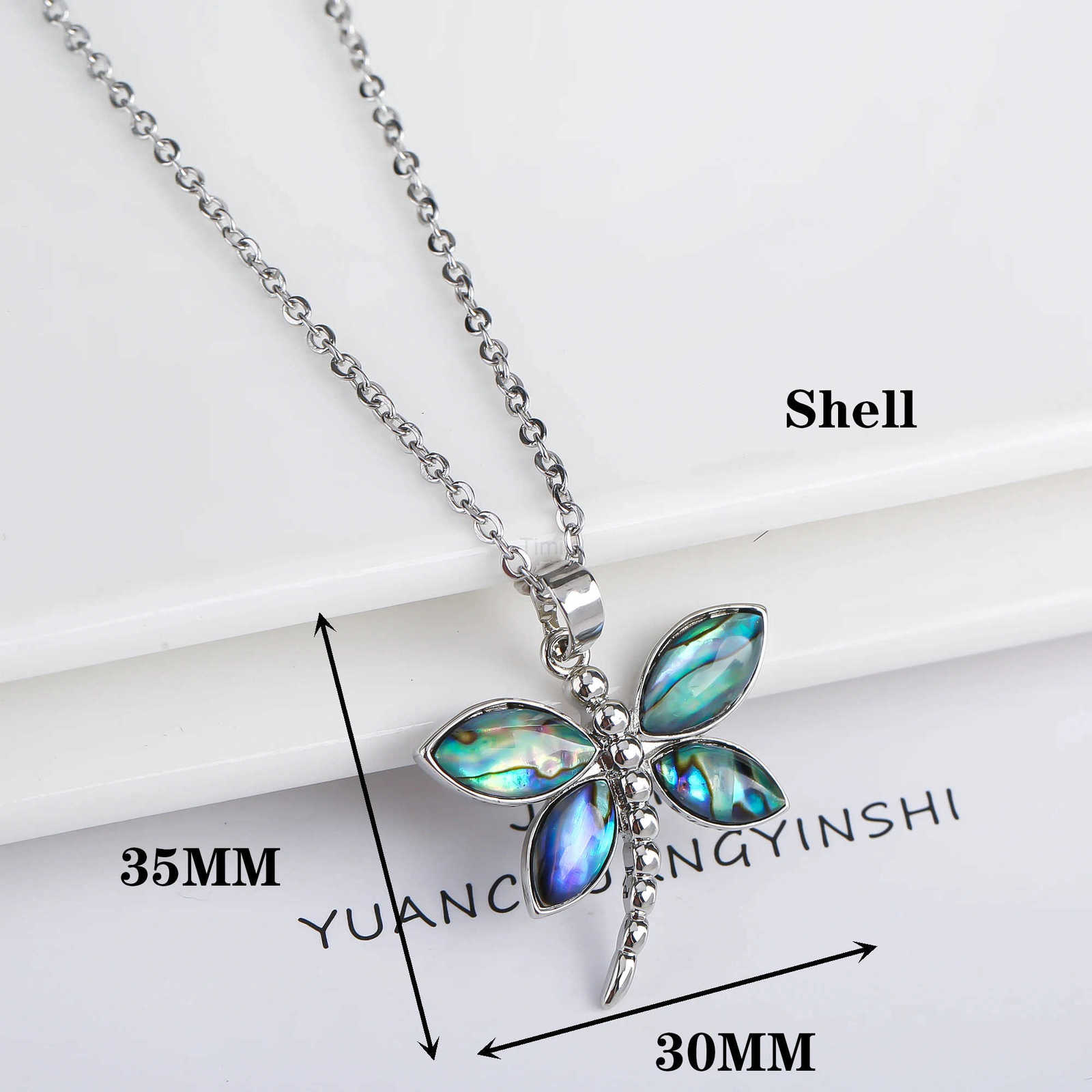 New Creative Natural Shell Design Insect Butterfly Dragonfly Pendant Necklace Personalized For Woman Party Vintage Jewelry Gift U251022