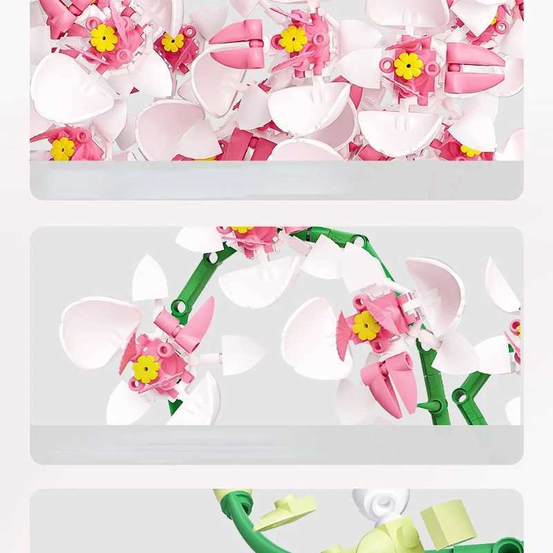Flowers Bouquet Orchid Building Blocks Bonsai Plant Model Bricks Artificial Romantic Home Decoration Toys Birthday Gift For Girl J251022
