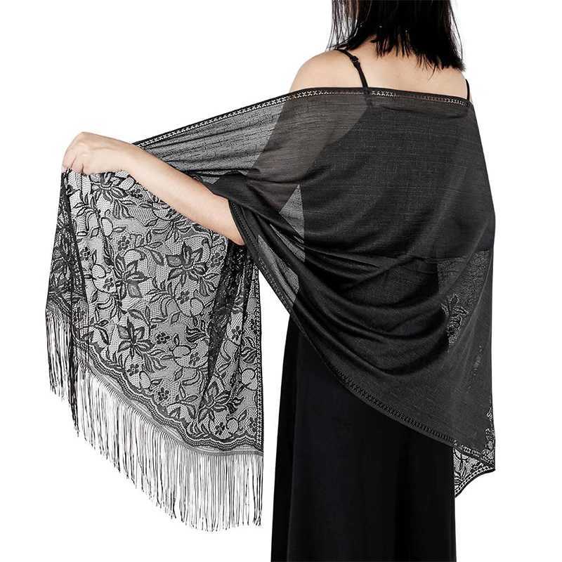 2024 Lace Tassel Shawl Fashion Hair Head Wrap Scarf Women Elegant Breathable Outdoor Lady Wedding Accessories Photo J251118