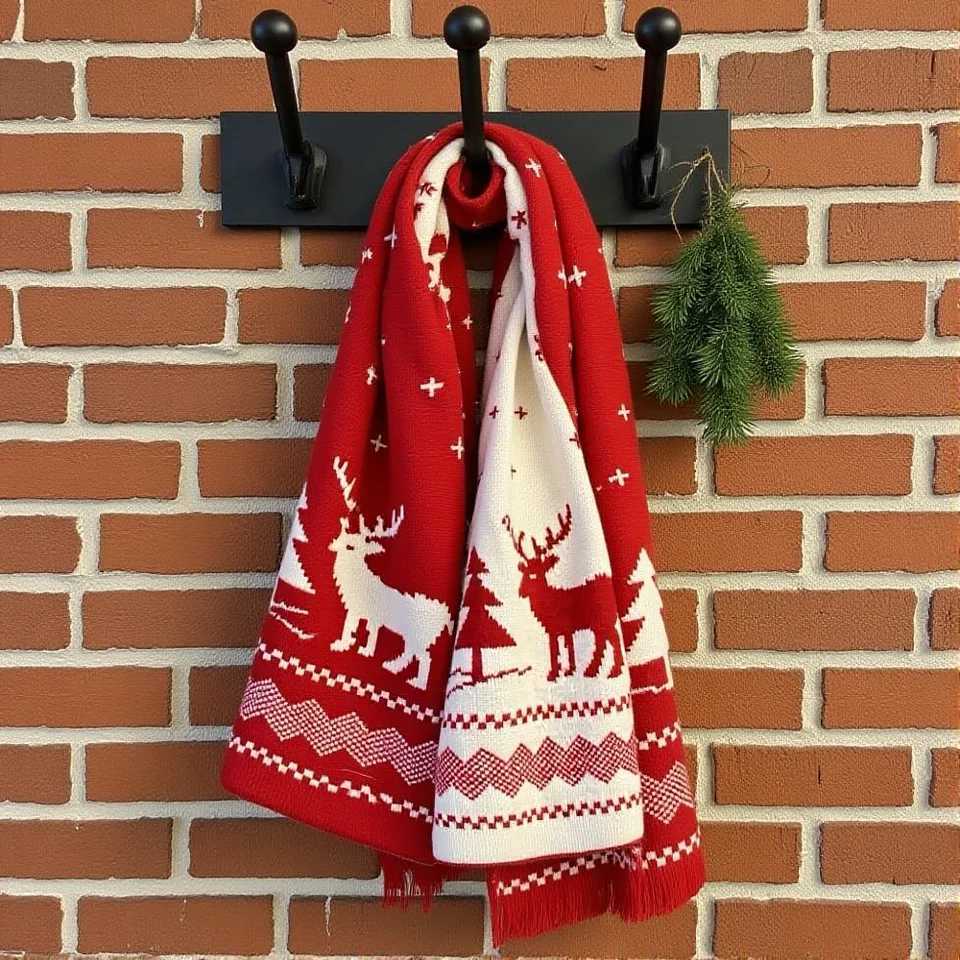 Women Warm Knitted Scarf Christmas Tree Pattern Winter Fashionable Versatile Green Yarn Scarf Student Couple Christmas Gift J251022
