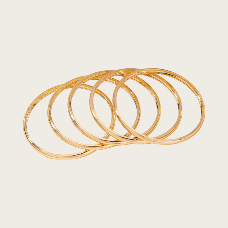 Minimalist Round-Link Plain Band Stainless Steel Polished Stackable Women's Delicate Bracelet