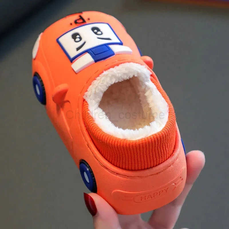 Disney Boys lovely 2024 new arrival car cartoon slippers babi indoor keep warm plush indoor shoes children winter slippers H251022