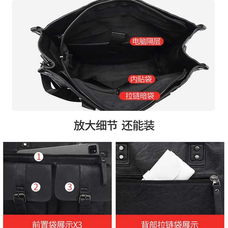 Luxury Design Man Business Briefcase Bag Men Office Multiple Pockets 133inch Laptop Handbags PU Leather Messenger Shoulder Bag W251022