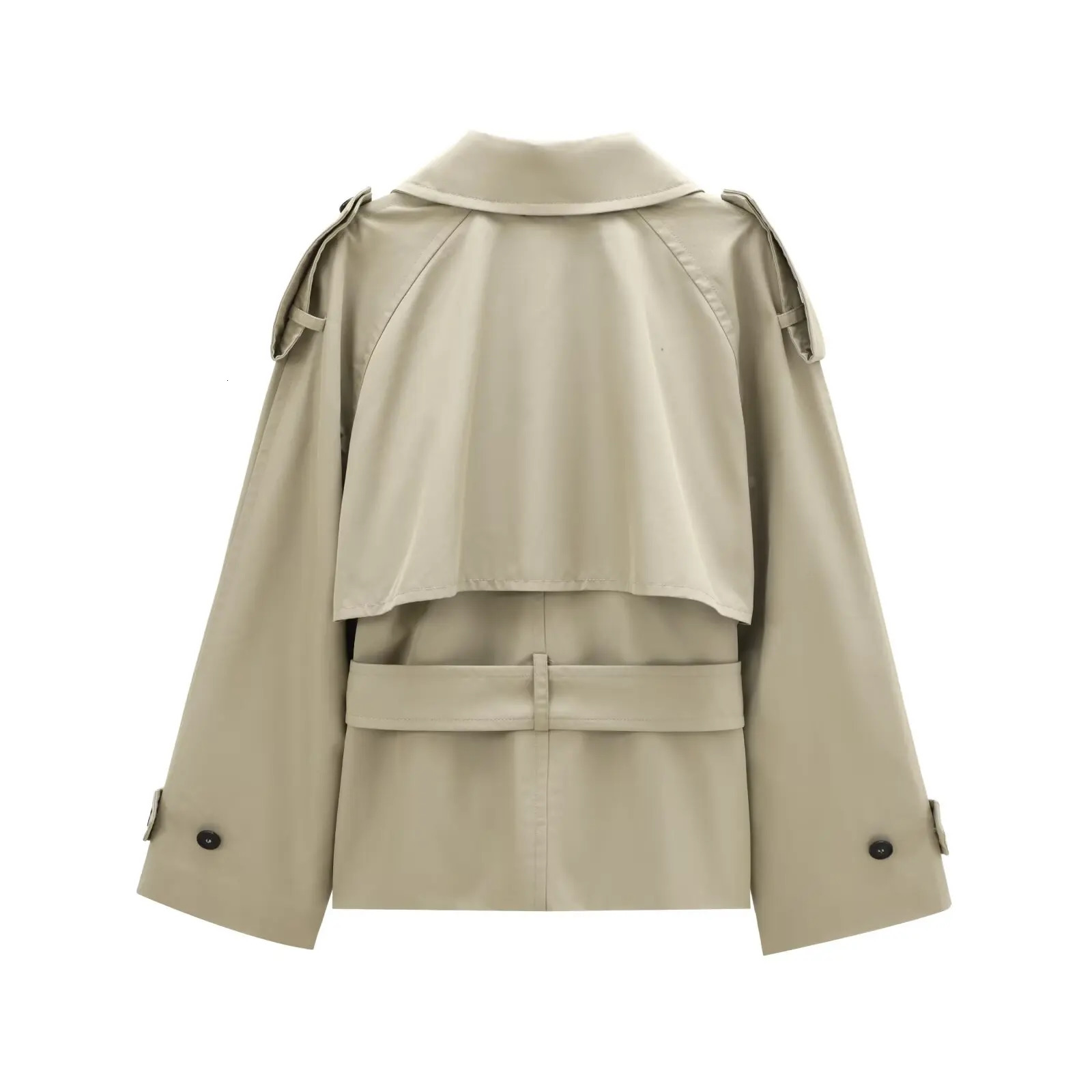 DiYiG WOMAN Autumn Fashion Short Trench Coat Retro Long Sleeve Button Casual Outerwear Chic Overcoat 251021