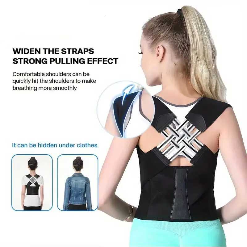 Posture Back Brace Pink Black Adjustable Back Support Strap Corrector to Prevent Spinal Distortion and Hunchback for Men Women1 D251022