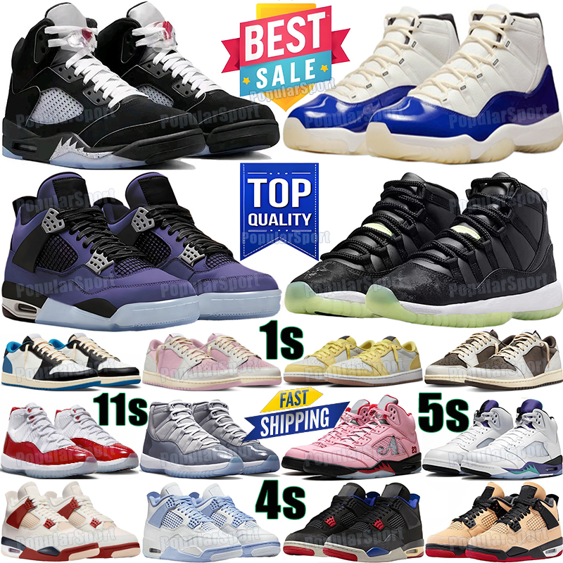 Designer Basketball Shoes 5s Mens Sneakers 4s Black Cats Metallic Reimagined Military White Oreo Fire Red Unc Cool Grey Cement Thunder Pink 1 11s Womens Men Trainers