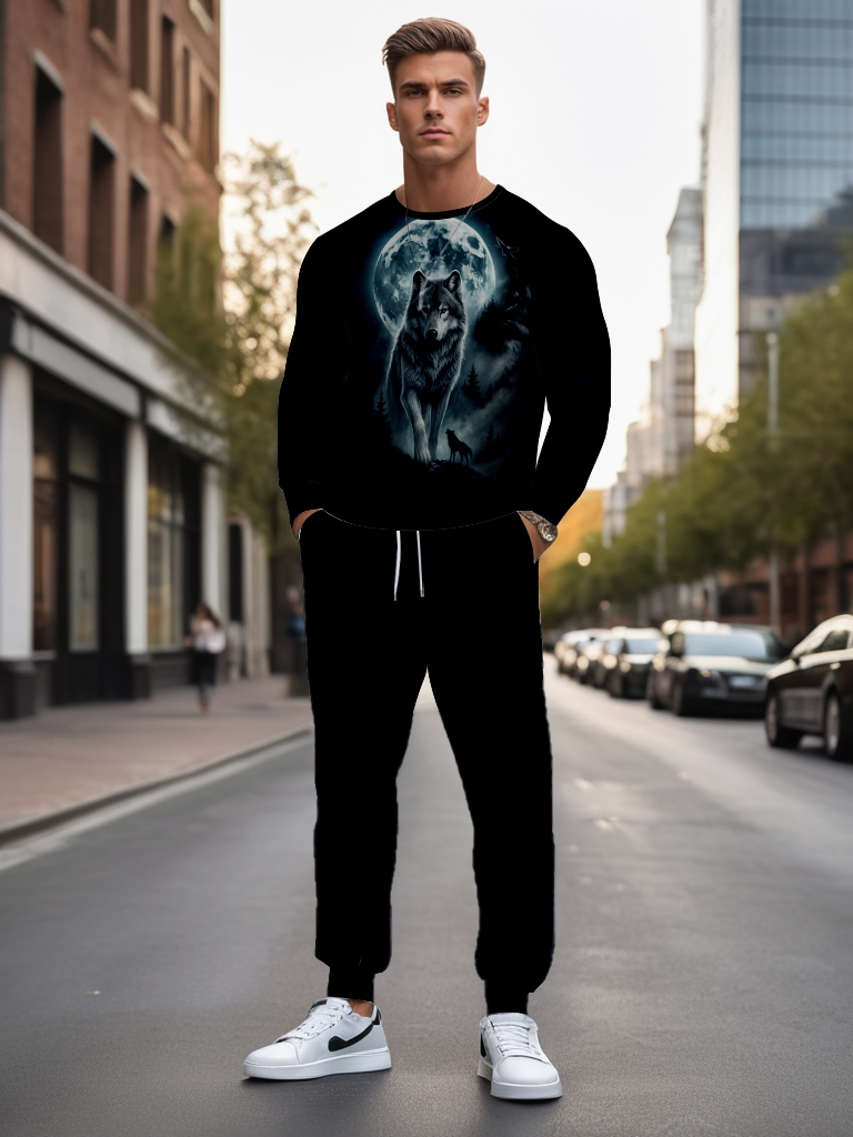 Men's Ankle-Length Knitted Cotton Blend Long Sleeve Sweatshirt Brown round Neck Casual T-Shirt Comfortable Outdoor Wear - YLWY00120