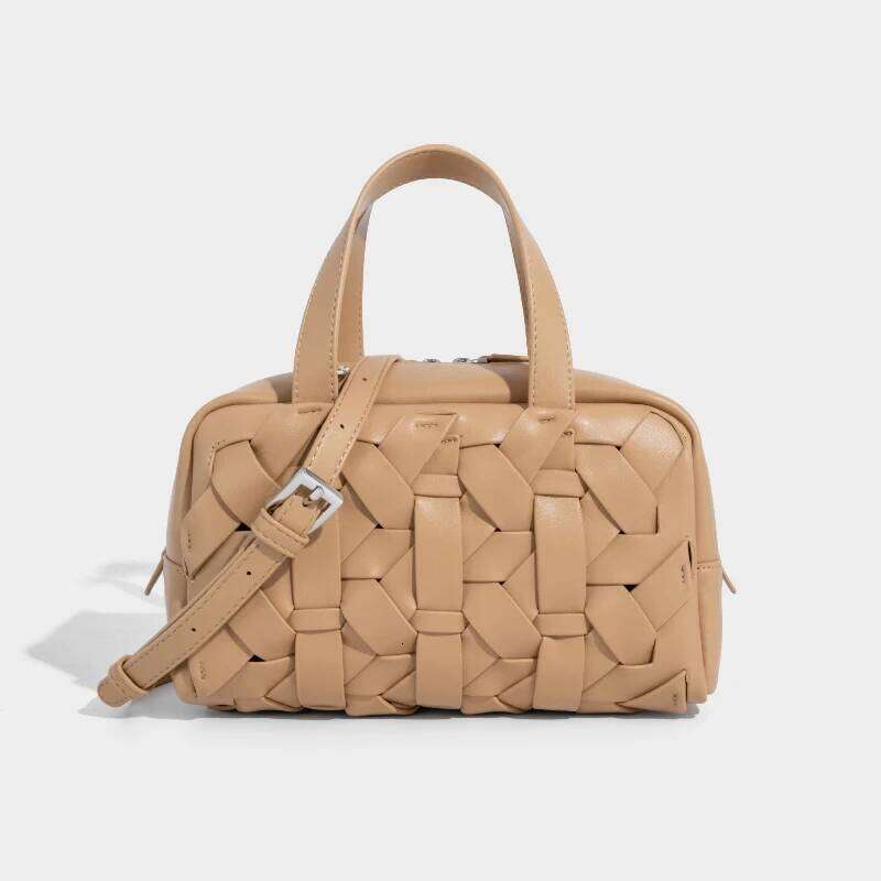Women's Handmade Woven Pillow Handbags PU Leather Adjustable Strap Single Shoulder Crossbody Large Capacity Underarm Bag Suotong1022