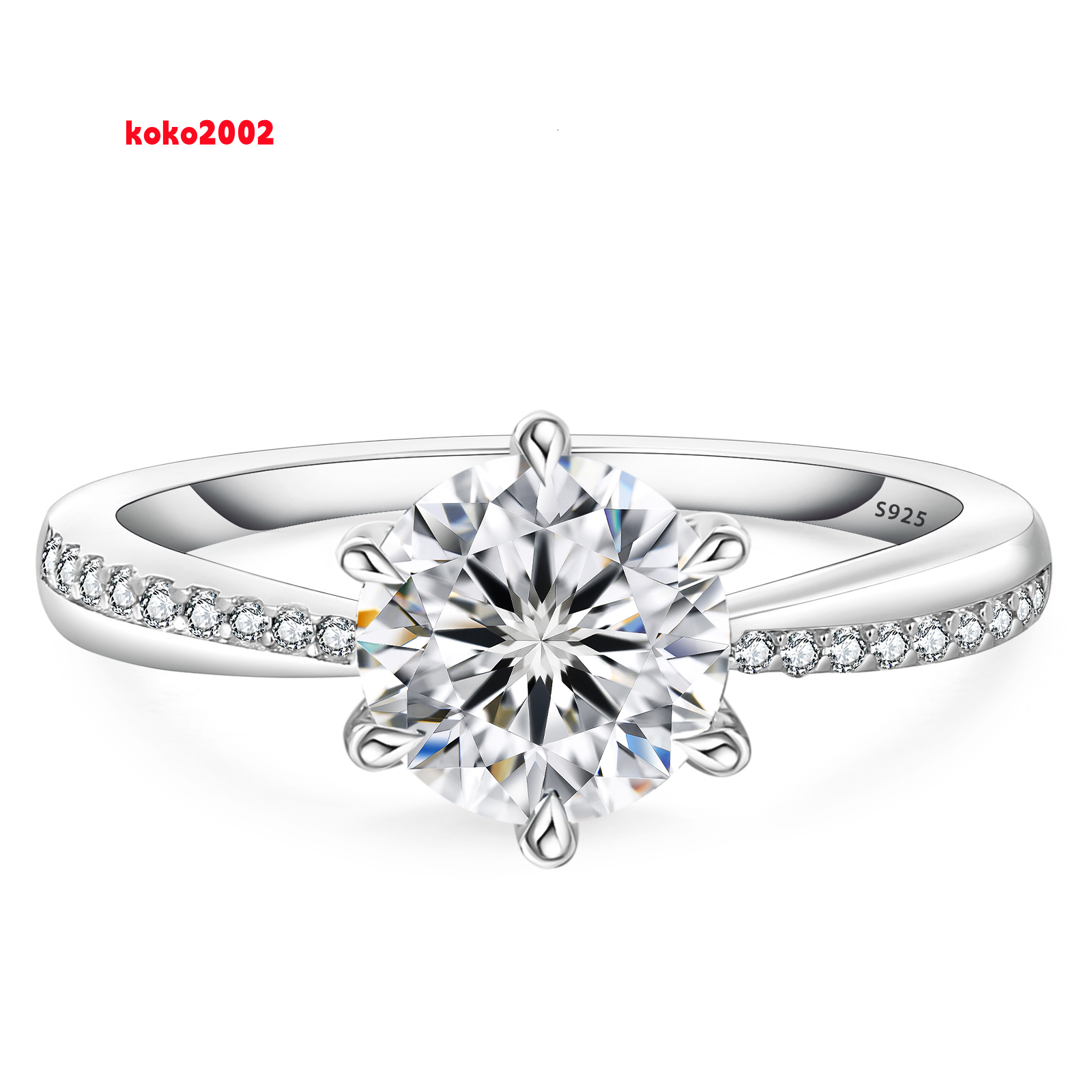 Moissanite Jewelry 925 Sterling Silver Moissanite Ring Round White Heart Vvs Diamond Engagement Moissanite Rings for Women