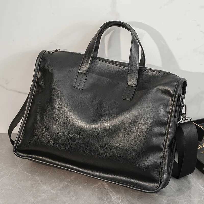Casual Business Mens Handbag Fashion High Capacity Briefcase with Shoulder Strap Men Crossdoy Bags Luxury PU Leather Laptop Bag W251022