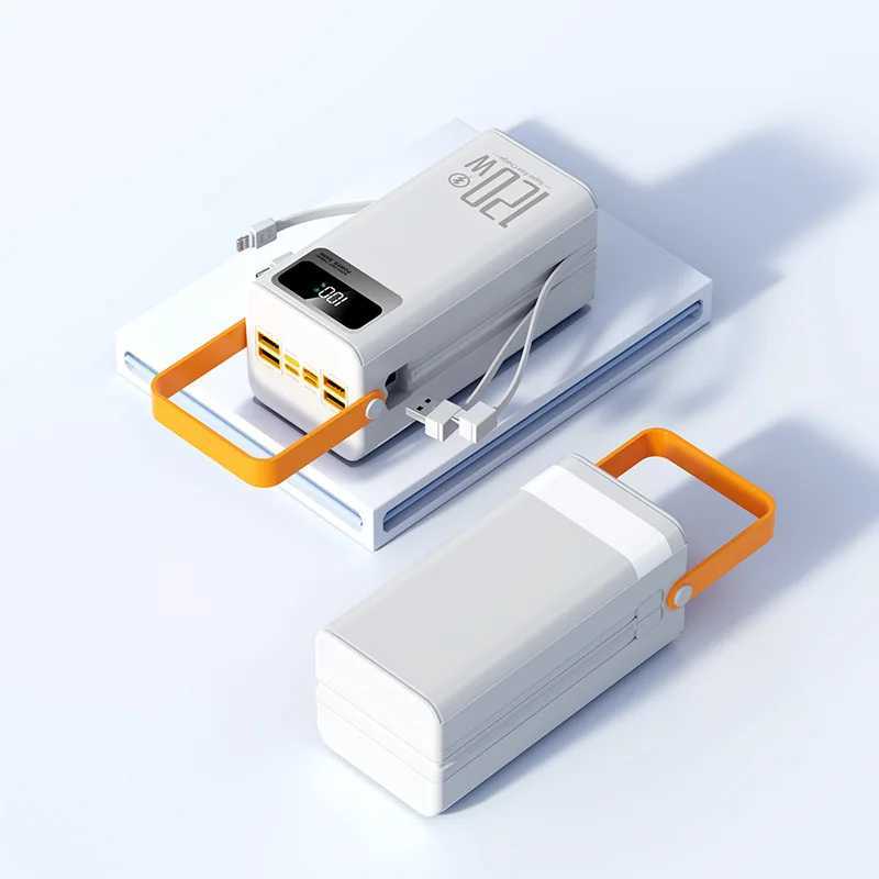 Powerbank Portable Large Capacity Power Bank 5000060000mAh 120WFast Charger with Cable USB C Outdoor Camping for IPhone J251114