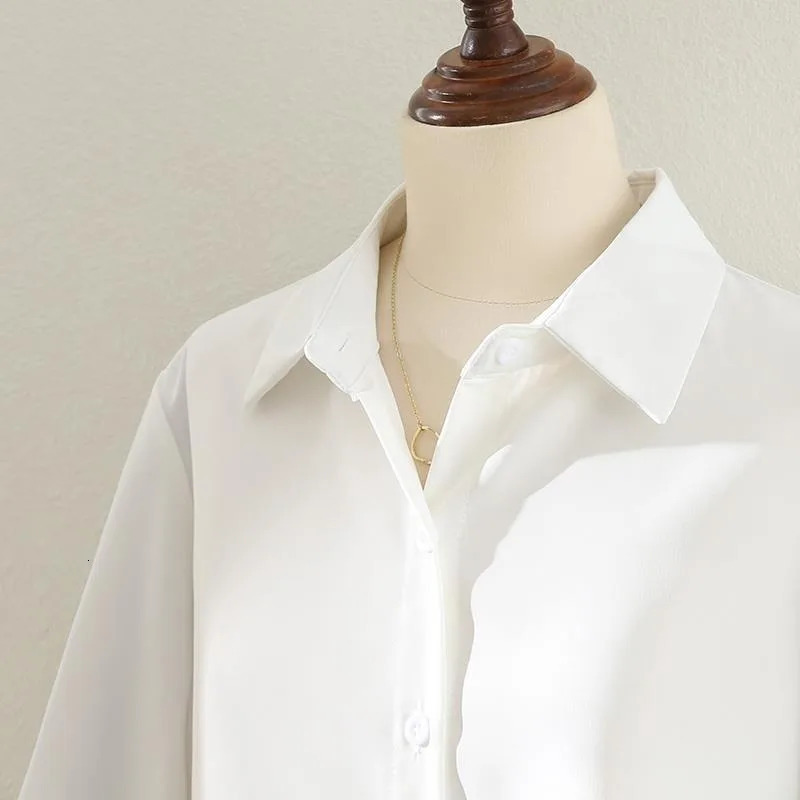 Blouses Tops Women White Black Long Lantern Sleeve Office Lady Temperament Autumn Winter Basic Allmatch Chic Female 251022