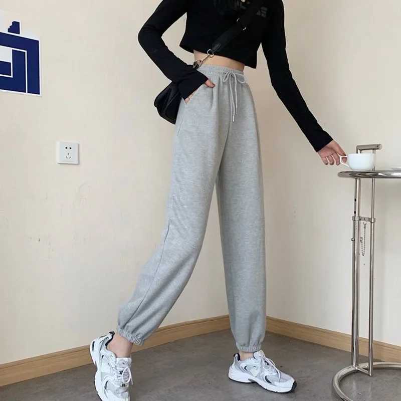 2024 Spring and Autumn New Fashionable Sports Pants Womens Black Legged Pants Casual Plush Fashion Brand Sanitary PantsT251022