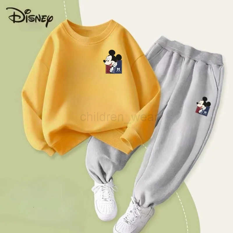 Disney Autumn Baby Girl Boy Clothes Set Children Mickey Printing Sweatshirt Top and Pants Bottom 2Pcs Suit Kid Cotton Tracksuit H2510221