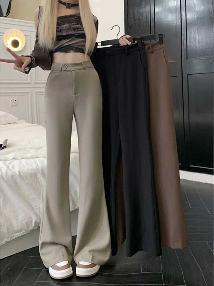 Summer Casual Wide Leg Pants Womens High Waist Long Trousers Draping Feel Good Fit Slimming Effect Business Sle CommuteT251022