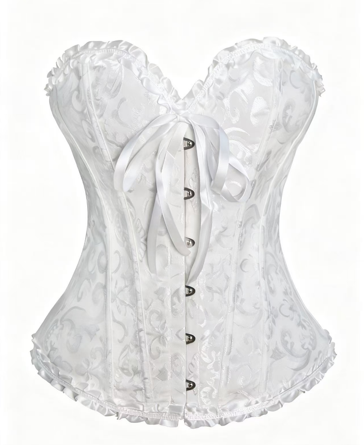Women wearing tight-fitting tops, corsets, shaping undergarments, and lace waists pushed onto tight-fitting tops