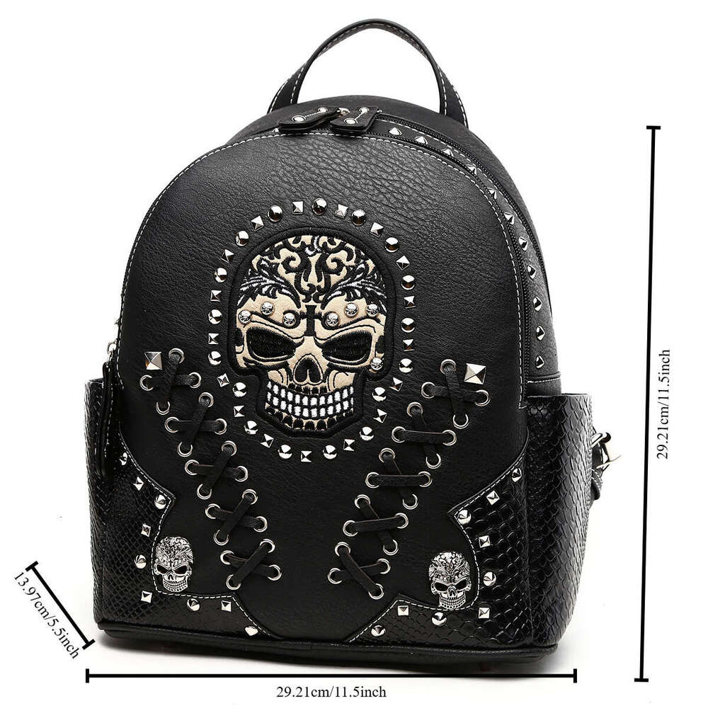 Gothic Skull Women Backpack With Matching Wallet Set