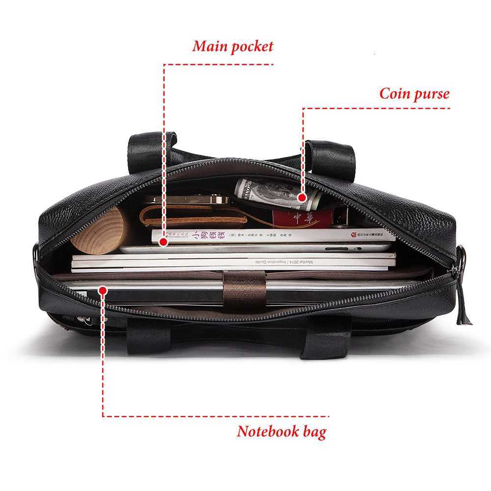 HUMERPAUL Mens Genuine Leather Briefcase Business Laptop Bag with Multiple Pockets Durable Handbag Shoulder Bags for Travel W251022