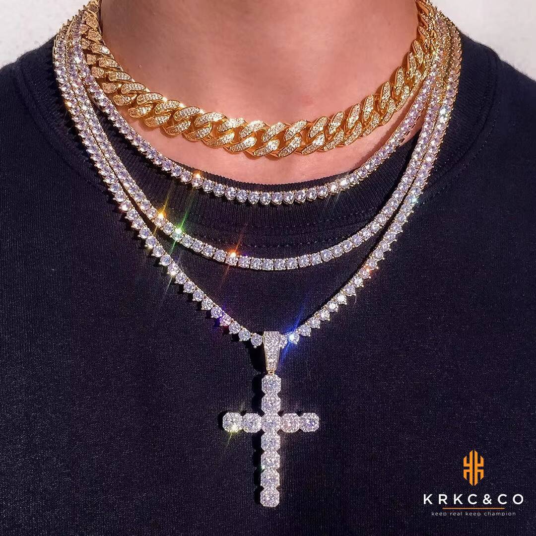 2mm 3mm 4mm 5mm VVS Moissanite Tennis Chain 925 Sterling Silver White Gold Plated Women Men Jewelry Diamond Bracelet Necklace