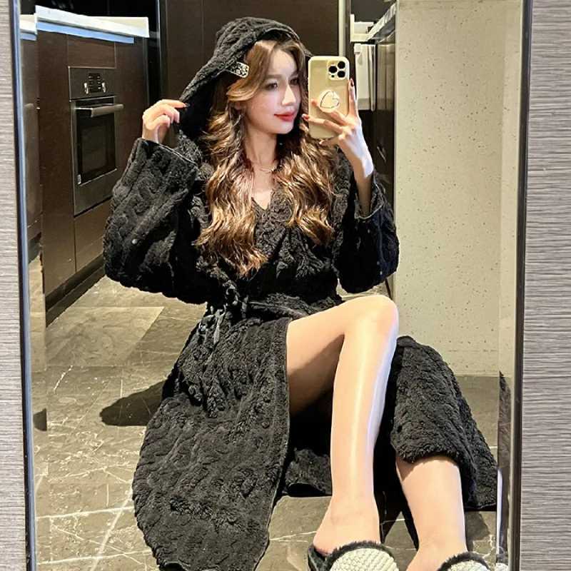 Flannel Kimono Robes Women Winter Thick Warm Home Sleepwear Cozy Night Sexy Clothing Korean Fashion Tender Ropa Mujer Casual New C251022