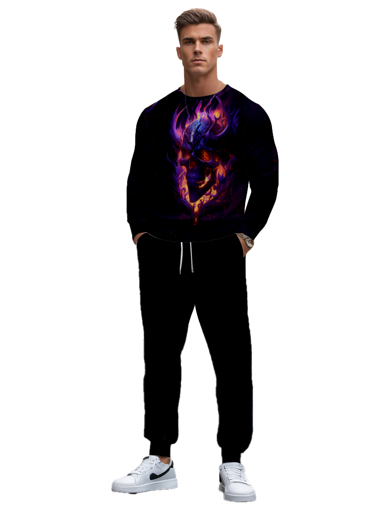 Men's Ankle-Length Knitted Cotton Blend Long Sleeve Sweatshirt Brown round Neck Casual T-Shirt Comfortable Outdoor Wear - YLWY00127