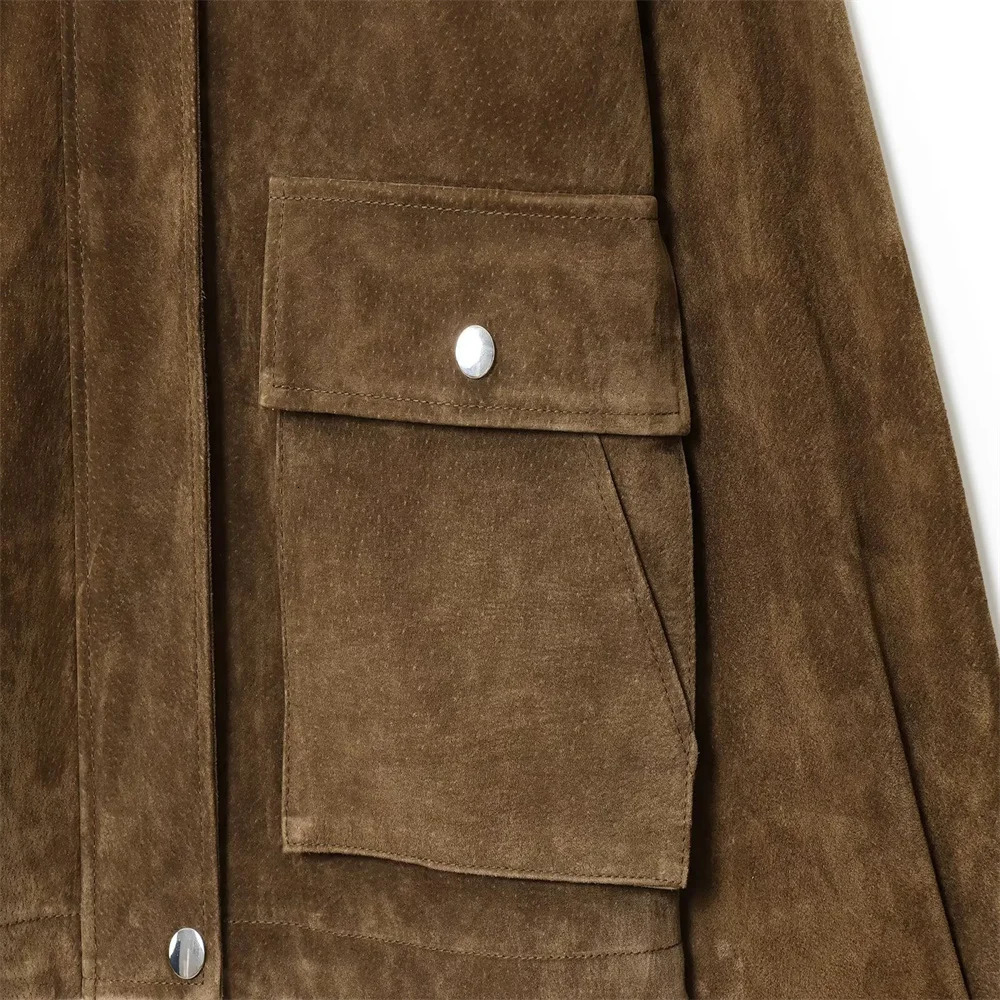 Autumn womens clothing retro sweet cool street fashion highend leather velvet pilot jacket 251021