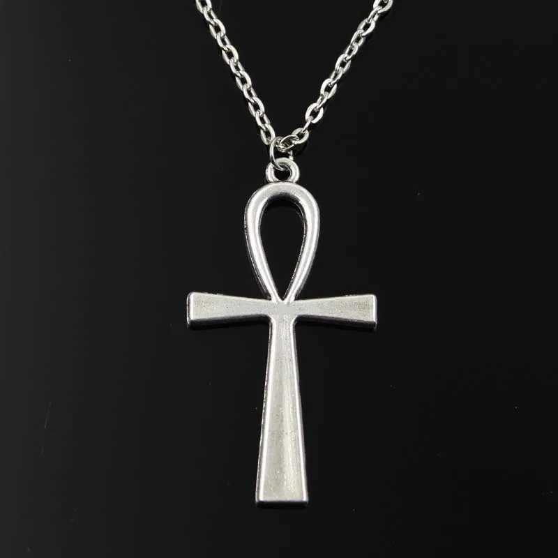 Simple Classic Fashion Cross Egyptian Ankh Life Symbol Antique Silver Color Pendant Short Long Chain Necklaces Jewelry For Women V251022
