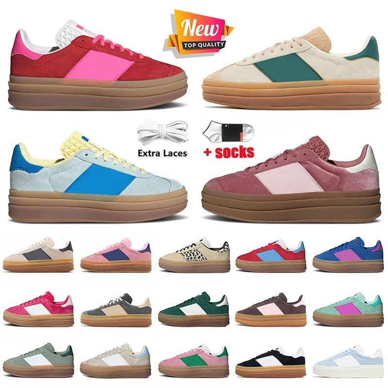 Top Fashion Luxury Platform Designer Bold Dress Shoes Women Collegiate Red Lucid Pink Green Leopard Black Gum Crimson Velvet Leather Sneakers Womens Girls Trainers