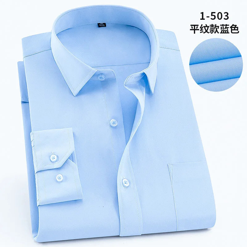 White Men Twill Long Sleeve ShirtSingle Breasted Lapel Asian Size ShirtsWeddingBusinessOfficeCasual Tops CamisasM8XL 9XL 251020