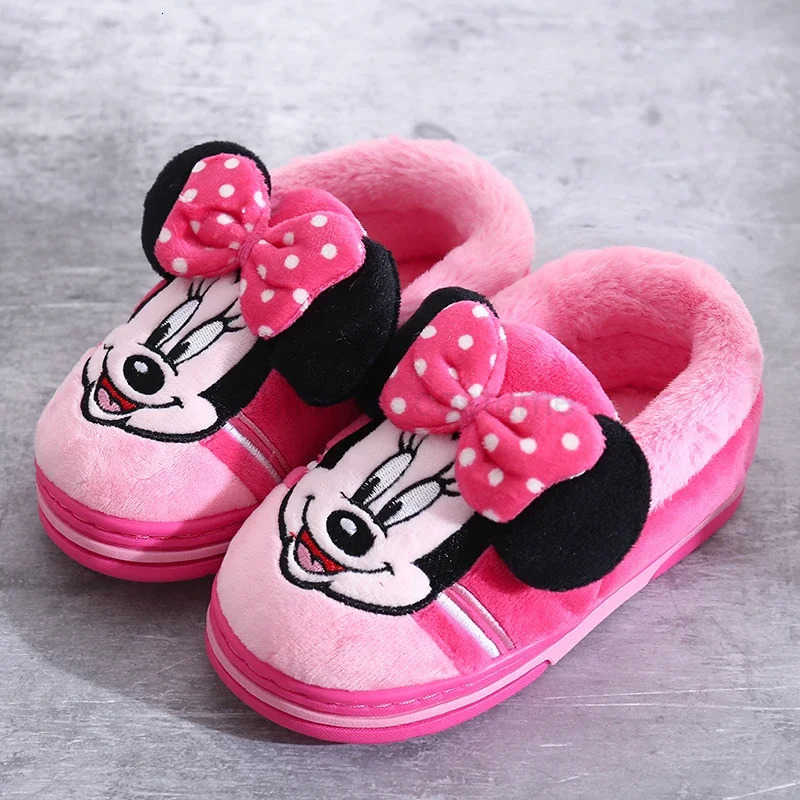 Disney Winter Boys and Girls Lovely Cotton Slippers Mickey mouse Bedroom Household Non slip Childrens Warm Plush Slippers H251022