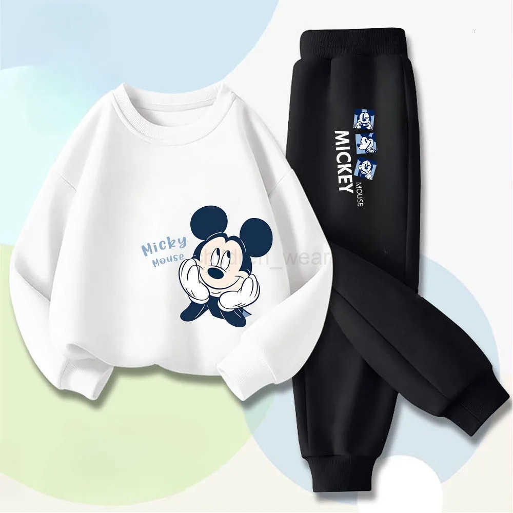 Disney Spring Autumn Children Clothes Set Kid Boy Mickey Sweatshirts Pullover Pants 2pcs Suit Children Long Sleeve Casual Suit H251022
