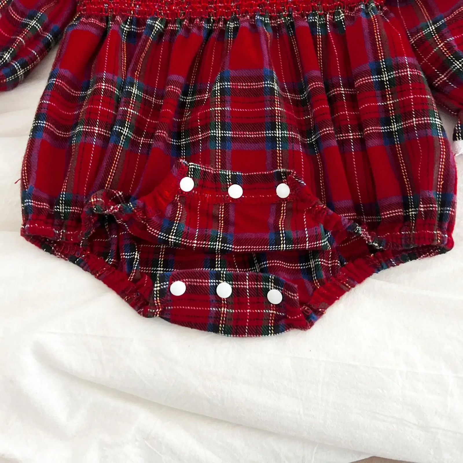 Christmas Infant Baby Girl Romper Autumn Winter born Children Clothes Red Plaid Lapel Long Sleeved 251022