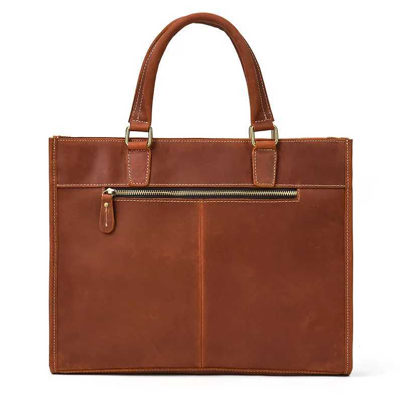 Mens Leather Handbag 156 Inch PC Notebook Laptop Briefcase Shoulder Bag 100 Cowhide Man Bag Male Business Bag W251022