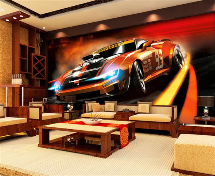 Custom 3D Po Wallpaper Red Car Picture Wall Mural Kids Bedroom Sofa Wall Decoration 3D Nonwoven Wall Paper Wallcoverings4575207