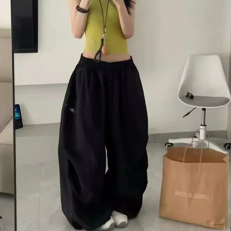 Retro Quick Dry Casual Pants High Waist Loose American Embroidery Pleated Waterproof Workwear Jazz Street Dance Womens Trousers 251017