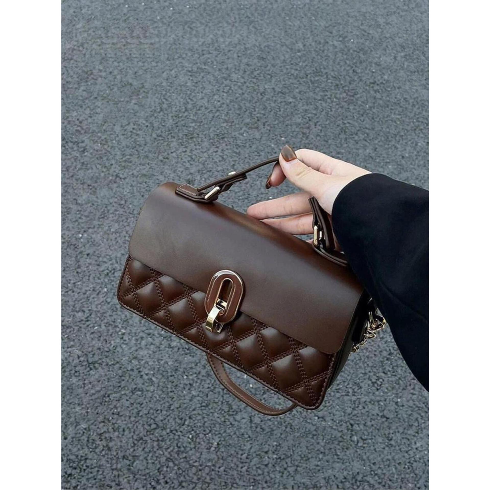 Luxury Brand Designer Bag High-End Luxury Niche Coffee Color Handbag Women's 2024 New Style Small Chain Shoulder Crossbody Bag Summer