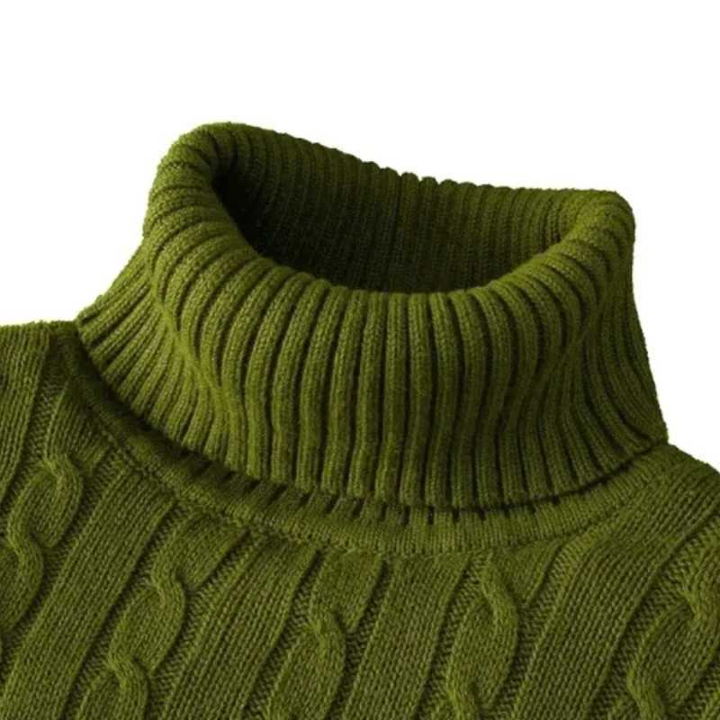 Mens High Neck Sweater Solid Color Pullover Knitted Warm Casual Turtleneck Sweatwear Woolen Mens Winter Outdoor TopsXJ251022