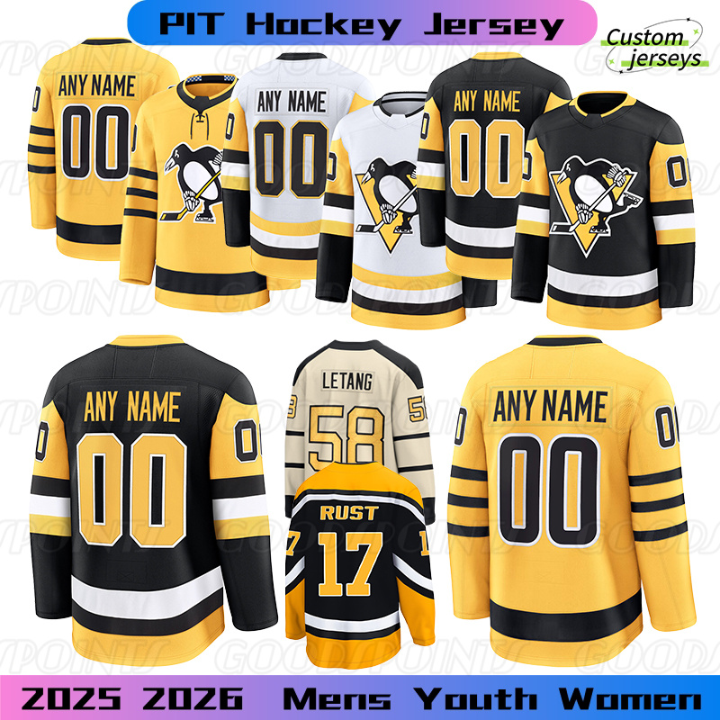 Pittsburghes Penguins hockey jersey 87 Crosby C Karlsson Sidney Rust jersey Jarry Lemieux Malkin Evgeni Rakell Wotherspoon Dewar Hallander mens Hockey Jerseys