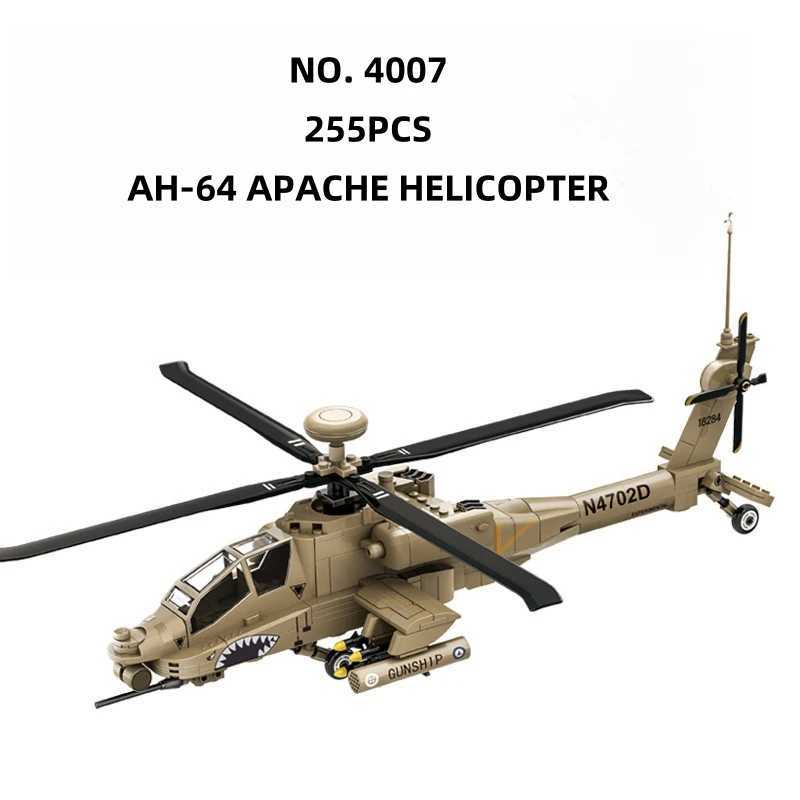 259PCS AH64 HELICOPTER Aircraft Model Building Blocks Air Force Airplane Bricks Toys Gifts Christmas Gifts Assembly Toy J251022