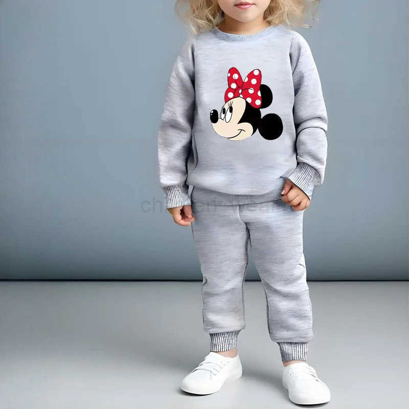 Disney Baby Girls Long Sleeve Pullover and Trousers Two Piece Sets Fall Childrens Hoodies Set Kids Casual Sweatsuits New H251022