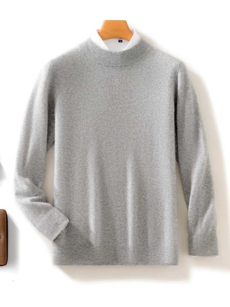 ANGEL Mens 100 Merino Wool Sweater Mockneck Pullovers Autumn Winter Smart Casual Cashmere Knitwear Basic Male Clothing TopsXJ251022