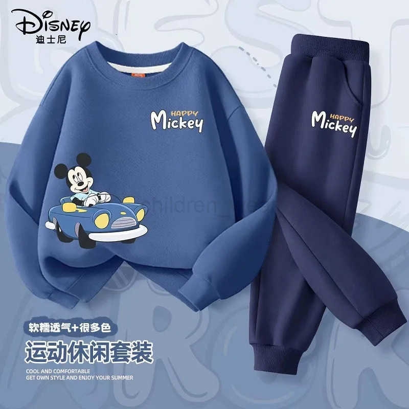 Disney Autumn Baby Girl Boy Clothes Set Children Mickey Printing Sweatshirt Top and Pants Bottom 2 Pcs Suit Cotton Tracksuit H25102211