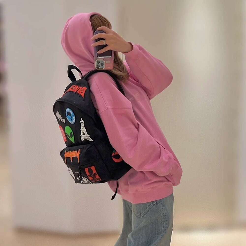 B S SS Explorer Alien Embroidery Graffiti Sticker Backpack High Quality