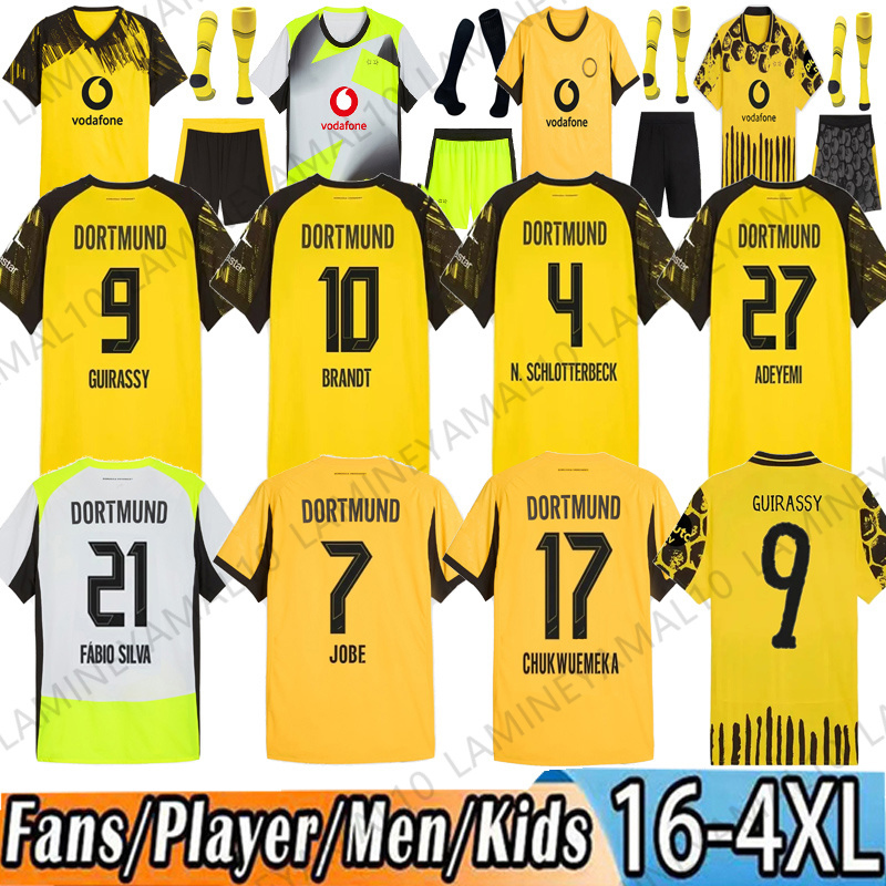 dortmunds trikot soccer jerseys 25 BVBs Special HALLER 25 26 4th SABITZER football shirt ADEYEMI BRANDT All Black MOUKOKO MALEN JOBE men kids Kits Borussias trikots