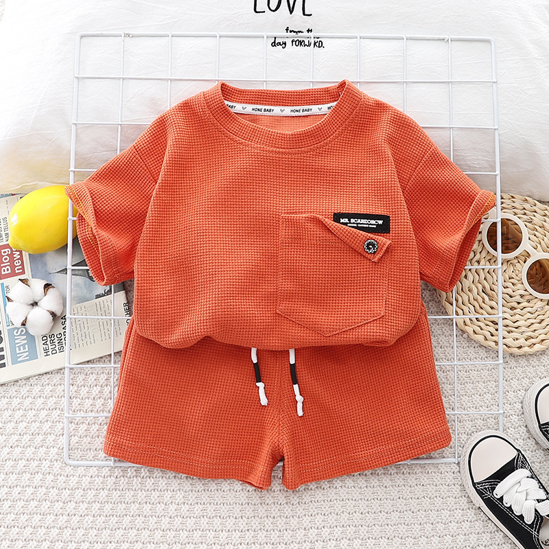 Breathable Cotton 2-Piece Set, Korean Style Baby Summer Outfit, Loose Fit Short Sleeve & Shorts for Newborn to 4T