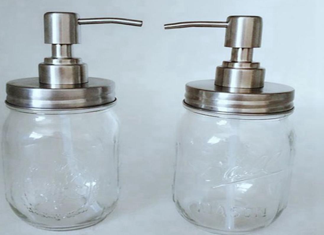 480ml Mason Jar Soap Dispenser Clear Glass Jar Soap Dispenser with Rust Proof Stainless Steel Pump Liquid Soap Dispenser KKA82917463105