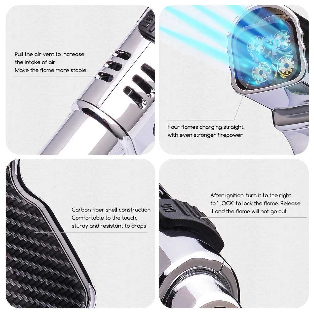 JetFlame Lighter Mini Metal Refillable Torch Lighter Windproof Butane Gas Lighter for Cigars Cigarettes C251022