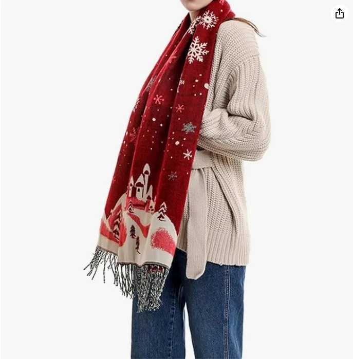 Scarf Blanket Scarf Tassel Double Wrap Christmas New Year J251022