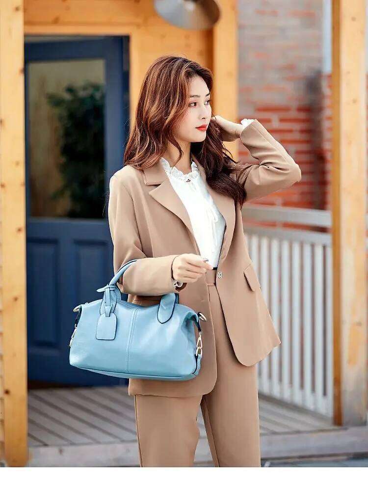 100% Cowhide Leather Women Handbags 2024 New Lychee Pattern Korean Version Sweet And Fashionable Soft Women's Bag